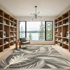 Elegant Ivory Floating Feather Illustration Rug