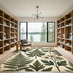 Vintage Botanical Fern and Wildflower Cream Rug