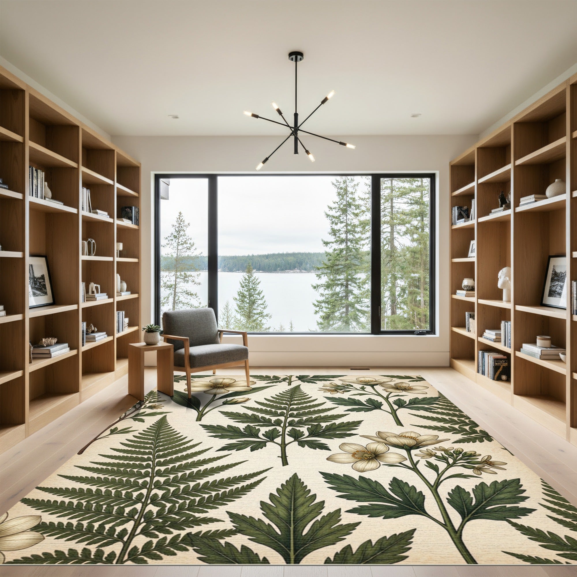 Vintage Botanical Fern and Wildflower Cream Rug