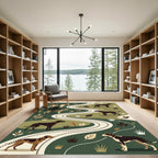 Earthy Forest Hounds Winding Path Art Rug