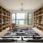 Nautical Sailboat Marine Compass Stripe Rug