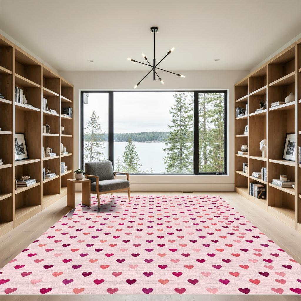 Pink Valentine Heart Scatter Rug