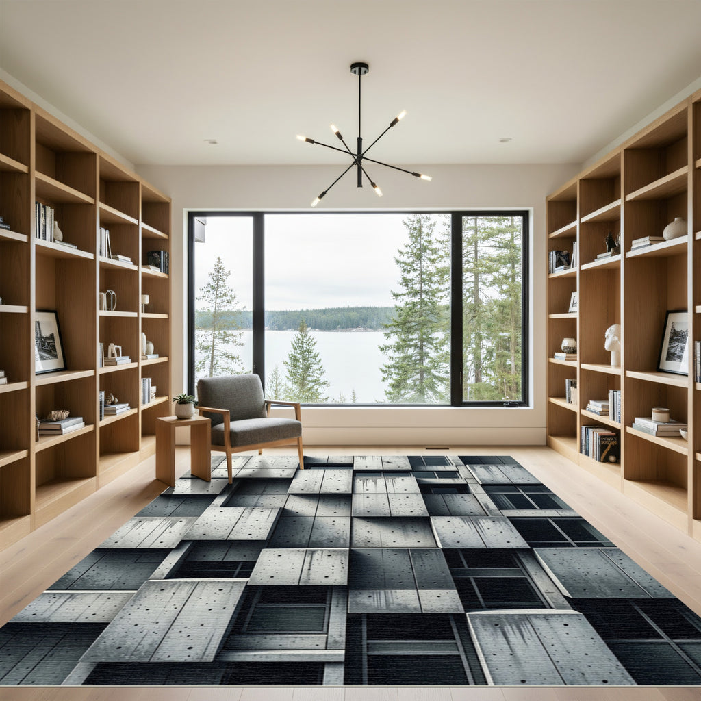 Retro Concrete Architectural Blocks Rug