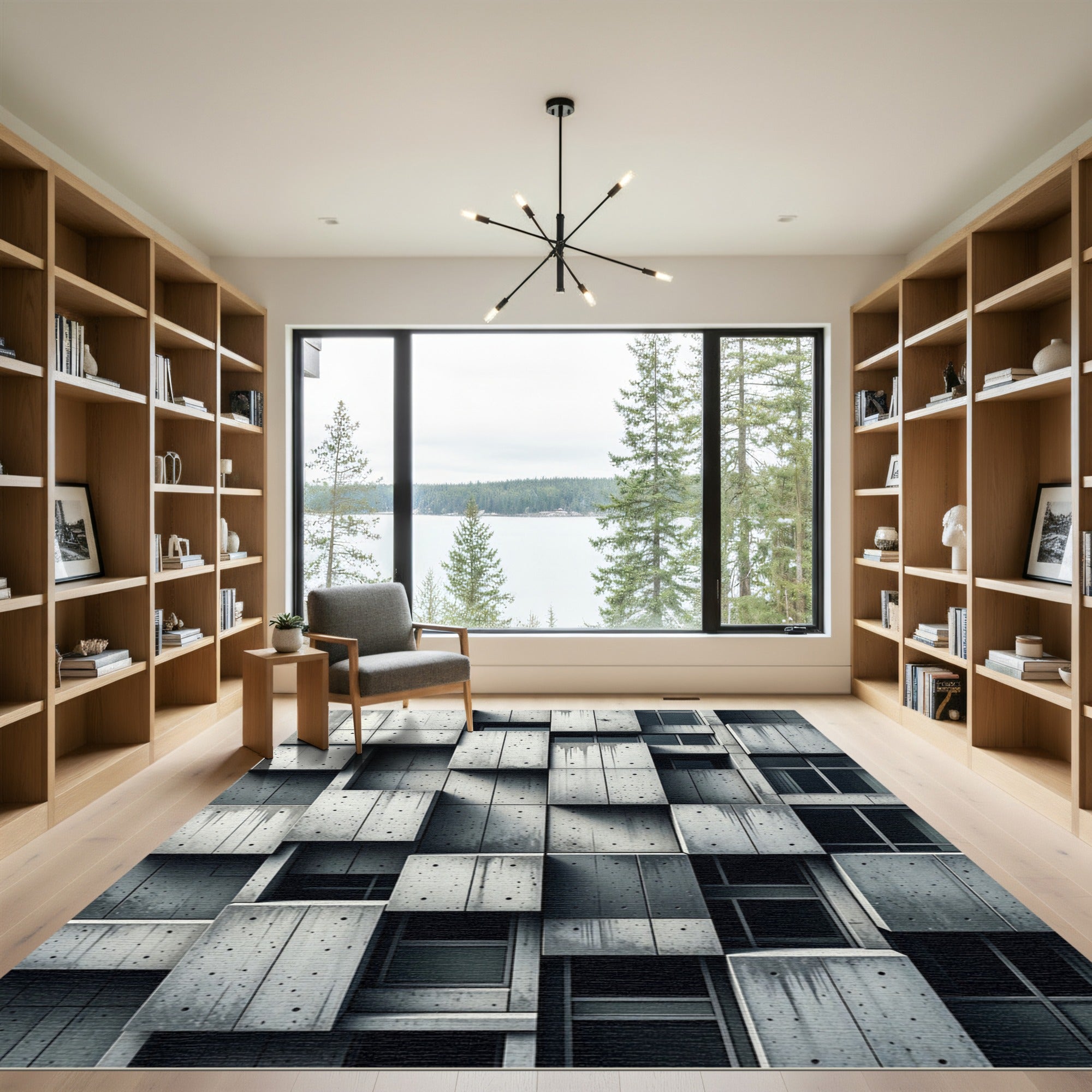 Retro Concrete Architectural Blocks Rug