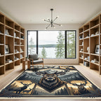 Rustic Majestic Elk Mountain Panel Art Rug