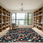Coral Bows Hearts Floral Swirl Rug