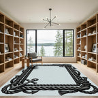 Nautical Rope Anchor Border Accents Rug
