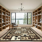 Neutral Earthy Tone Puzzle Pieces Rug