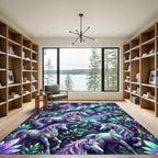 Enchanted Cosmic Unicorn Crystal Forest Rug