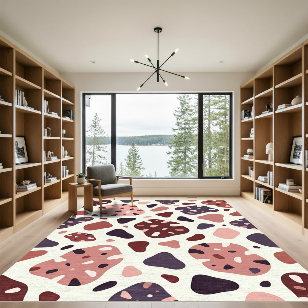 Terrazzo Dusty Rose Abstract Organic Shape Rug