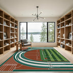 Modern Athletic Track Field Top View Rug