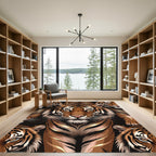 Majestic Tiger Faces Gold Accents Rug