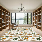 Earthy Floral Scatter with Clover Rug