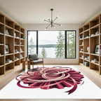 Crimson Swirl Ribbon Medallion Rug
