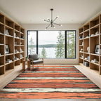 Rustic Weathered Tangerine and Cream Striped Rug