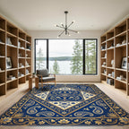 Royal Blue Paisley Floral Medallion Rug