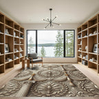 Ornate Gold Laurel Fan Garland Rug
