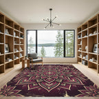 Intricate Crimson Floral Mandala Rug