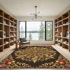 Golden Pomegranate Paisley Floral Medallion Rug