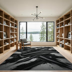 Bold Black Ink Splatter Brushstrokes Rug