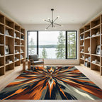 Explosive Orange and Gray Starburst Rug