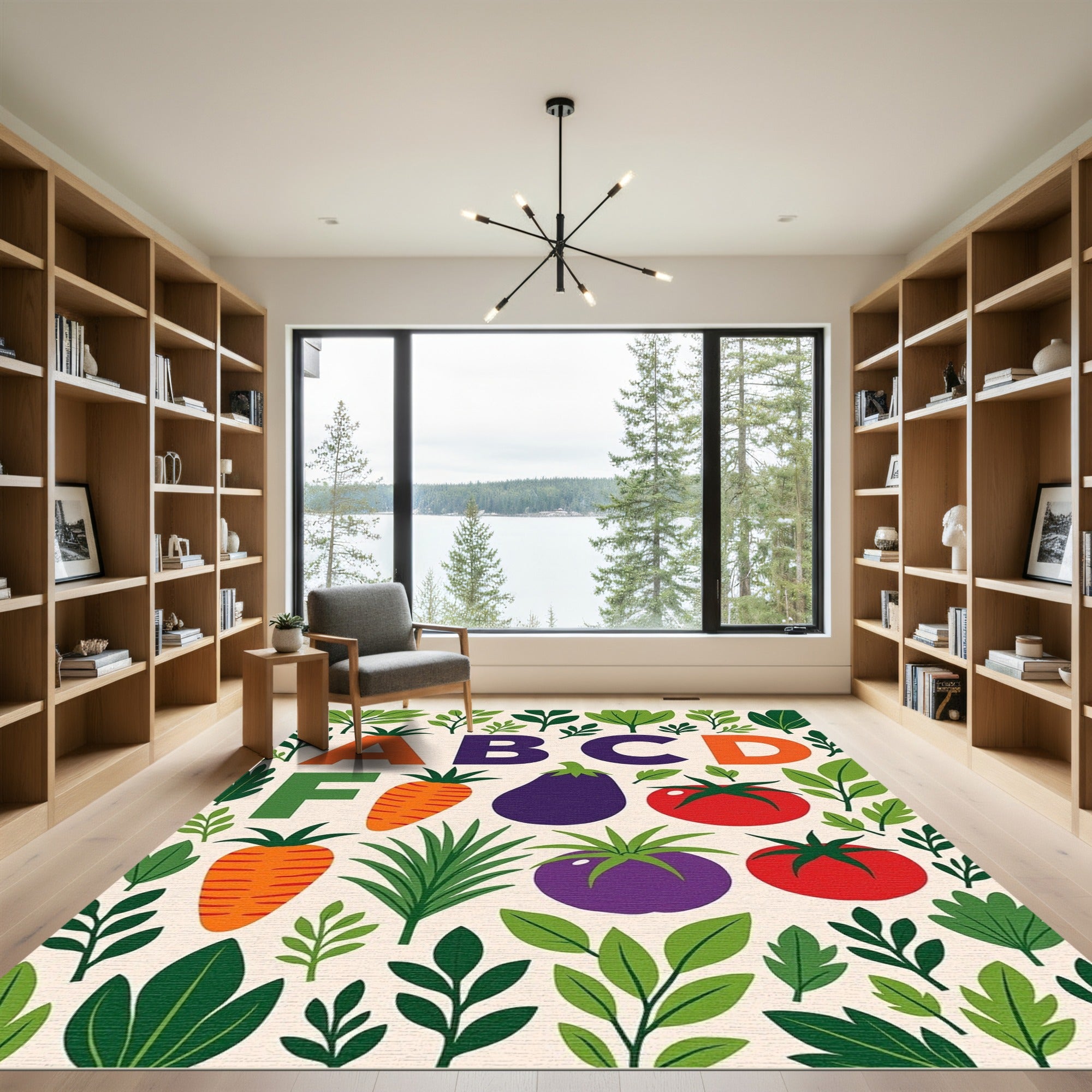 Farmhouse ABC Alphabet Vegetable Botanical Rug