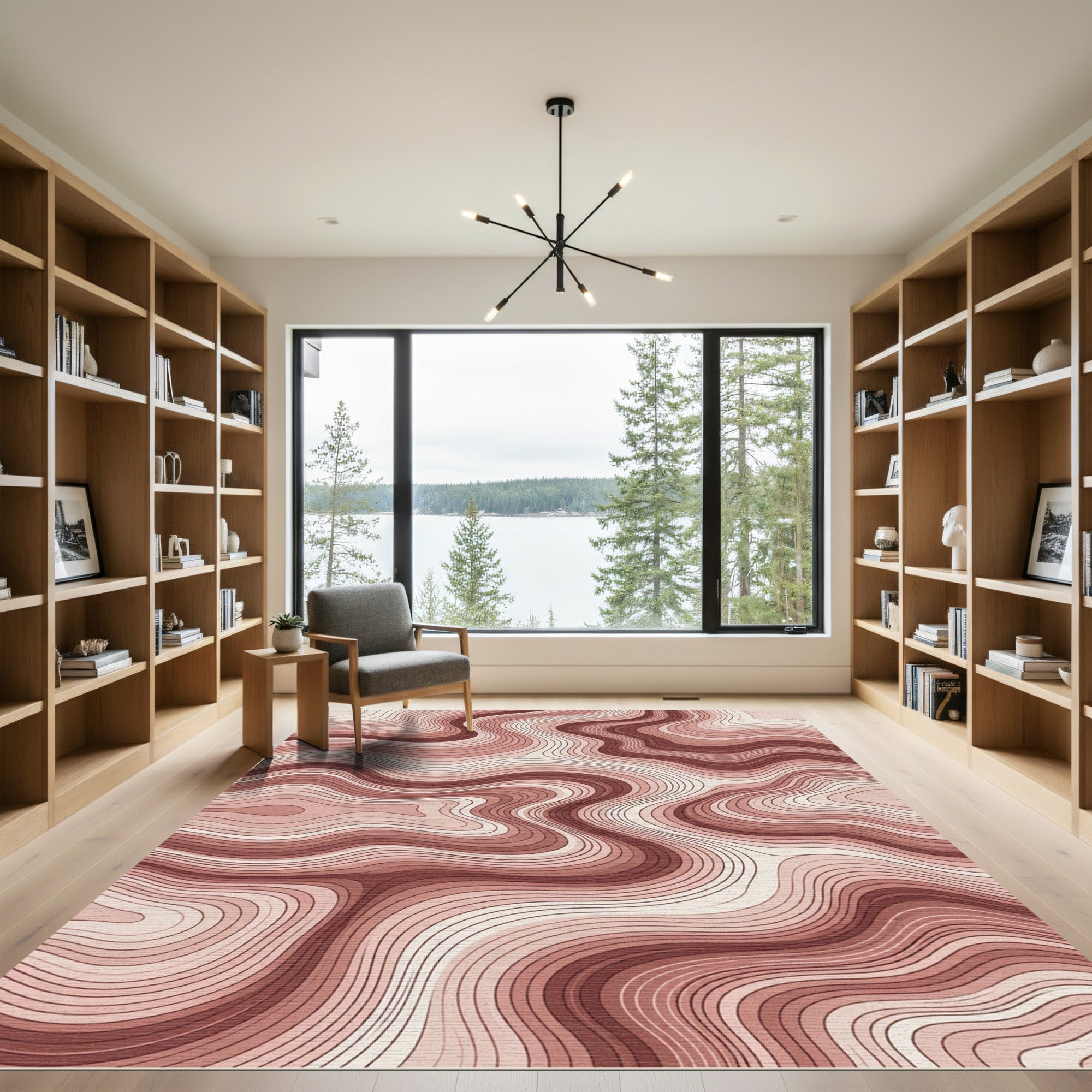 Earthy Terracotta Contour Lines Rug