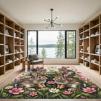 Whimsical Meadow Bunnies and Wildflowers Rug