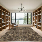 Ornate Gold Floral Mandala Rug