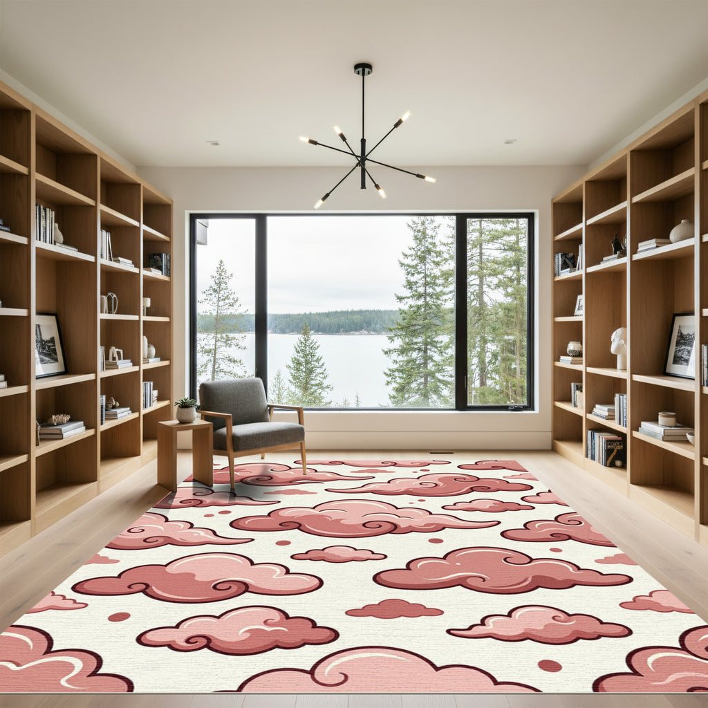 Blush Pink Traditional Japanese Cloud Rug