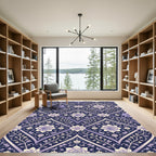 Elegant Lavender Floral Trellis Lattice Rug