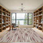 Cream Maroon Vertical Stripe Elongated Diamond Rug
