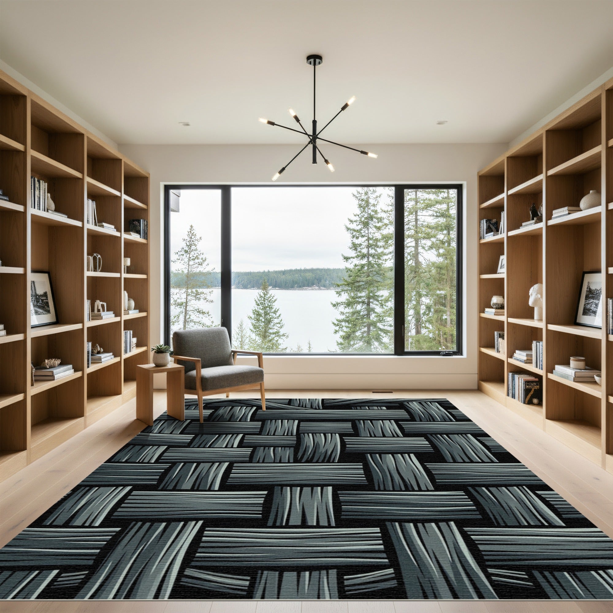 Monochromatic Grayscale Woven Texture Rug