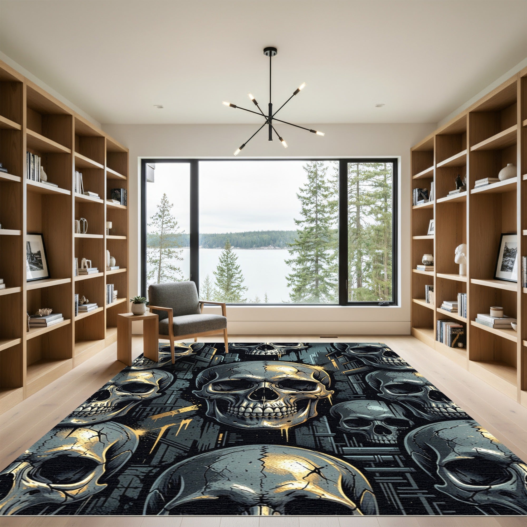 Gothic Urban Skull Concrete Street Art Rug