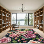 Romantic Pink Rose Botanical Garden Flourish Rug
