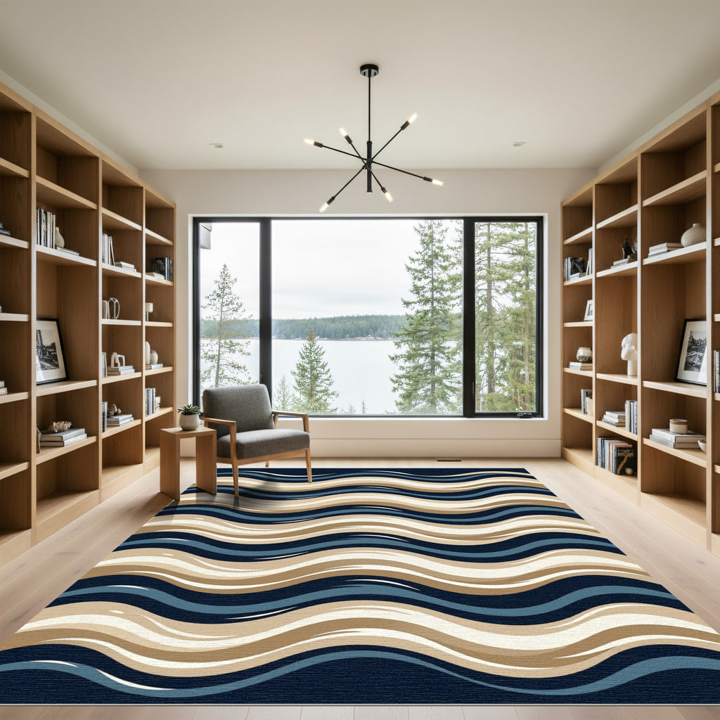 Coastal Wave Abstract Rug