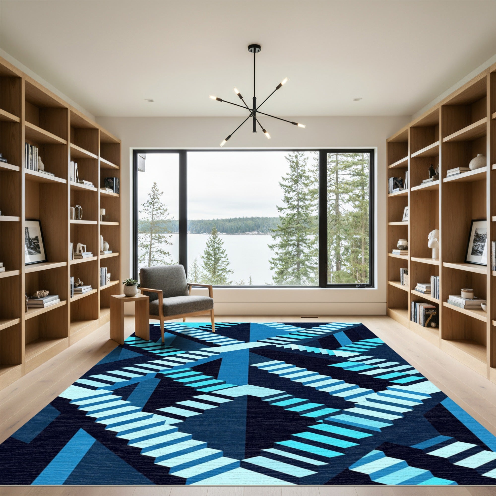 Escher Infinite Blue Stairs Rug