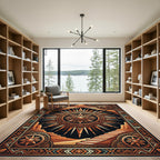 Golden Celestial Sun Desert Staircase Art Rug