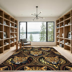 Gilded Leopard Portrait Ornate Damask Rug