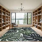Dark Green Tropical Monstera Leaf Collage Rug