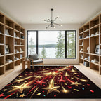 Golden Red Stars Shooting Streaks Rug