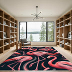 Vibrant Pink Flamingo Tropical Art Rug