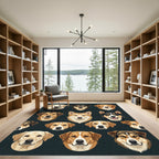 Artisanal Golden Retriever Portrait Grid Rug
