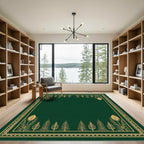 Elegant Emerald Botanical Border Rug