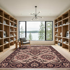 Dusty Rose Floral Medallion Border Rug