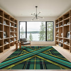 Modern Forest Green Tartan Cross Overlay Rug