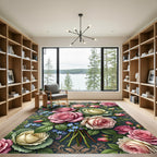 Romantic Pastel Rose Bouquet Floral Rug
