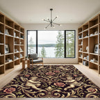 Ornate Cherub Rose Scrollwork Rug