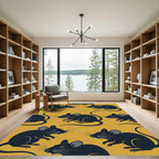 Whimsical Mustard Yellow Mouse Illustration Rug