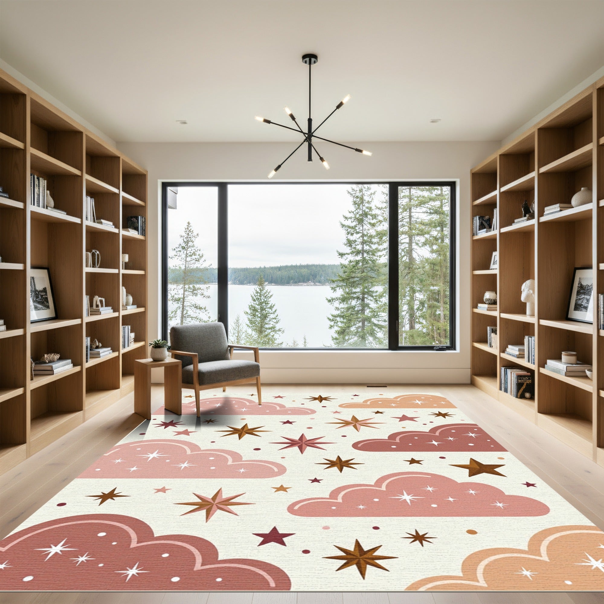 Celestial Earthy Tone Starry Cloud Rug